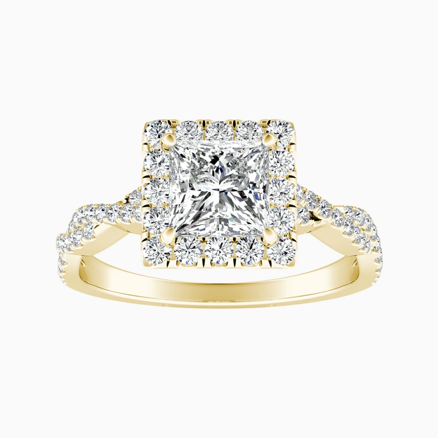 Auriya 14K Gold Lab Grown Diamond Princess Cut Braided Halo Engagement Ring 1.35 5.35Ct. Tw. F G Vs