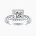 Auriya 14K Gold Lab Grown Diamond Princess Cut Cathedral Bead Bright Halo Engagement Ring 1.52 5.52Ct. Tw. F G Vs