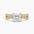Auriya 14K Gold Lab Grown Diamond Princess Cut Cross Over Double Hidden Halo Engagement Ring 1.56 5.56Ct. Tw. F G Vs