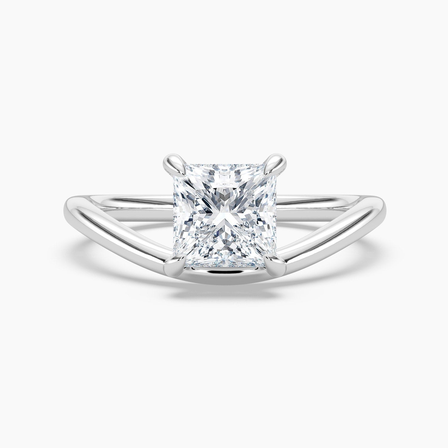 Auriya 14K Gold Lab Grown Diamond Princess Cut Curved Solitaire Engagement Ring 1.00 5.00Ct. Tw. F G Vs