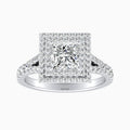 Auriya 14K Gold Lab Grown Diamond Princess Cut Double Halo Split Shank Engagement Ring 1.50 5.50Ct. Tw. F G Vs
