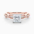 Auriya 14K Gold Lab Grown Diamond Princess Cut Everlace Milgrain Accent Engagement Ring 1.20 5.20Ct. Tw. F G Vs