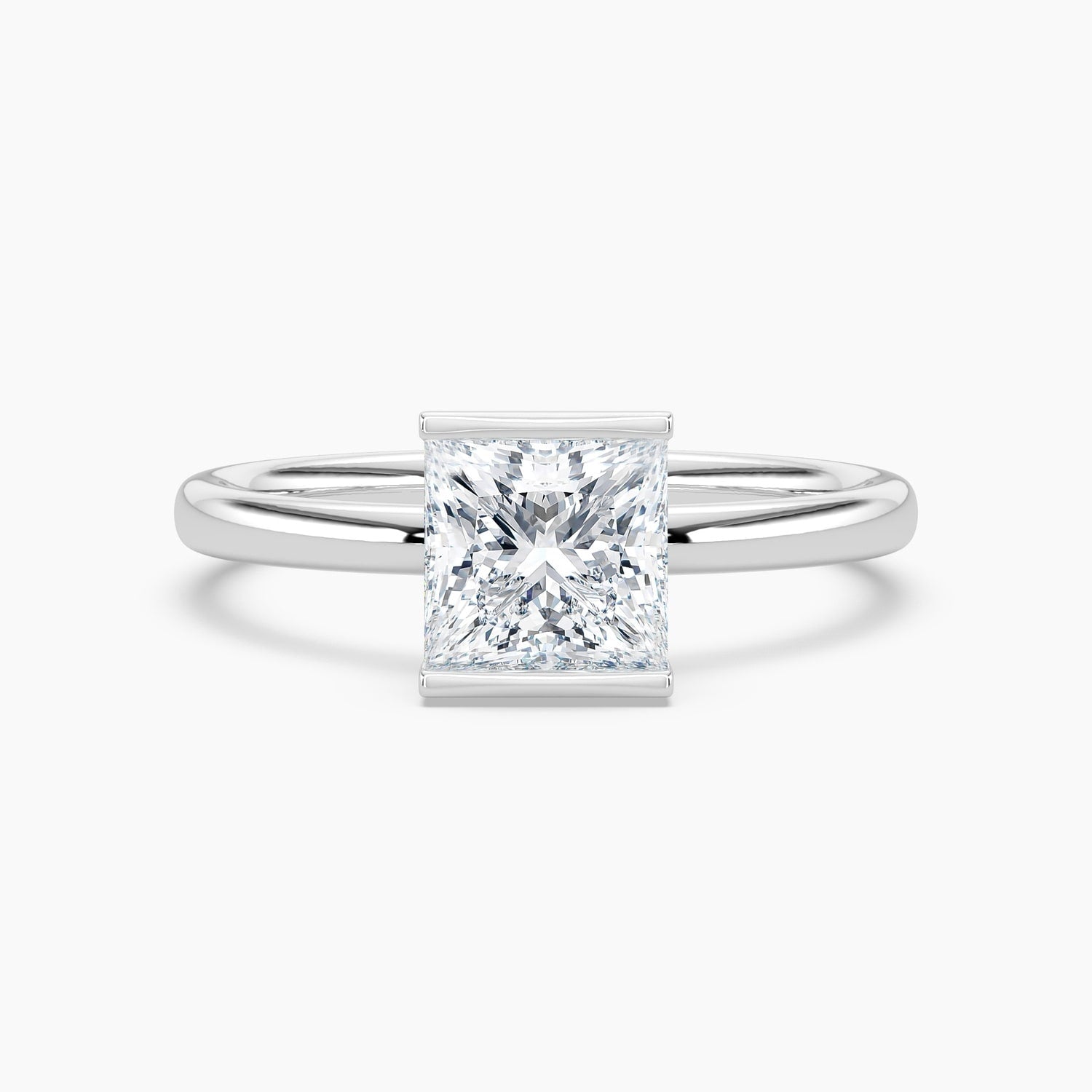 Auriya 14K Gold Lab Grown Diamond Princess Cut Half Bezel Solitaire Engagement Ring 1.00 5.00Ct. Tw. F G Vs