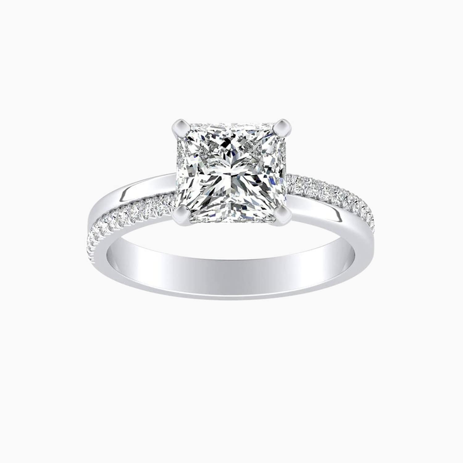 Auriya 14K Gold Lab Grown Diamond Princess Cut Inverted Double Row Engagement Ring 1.12 5.12Ct. Tw. F G Vs