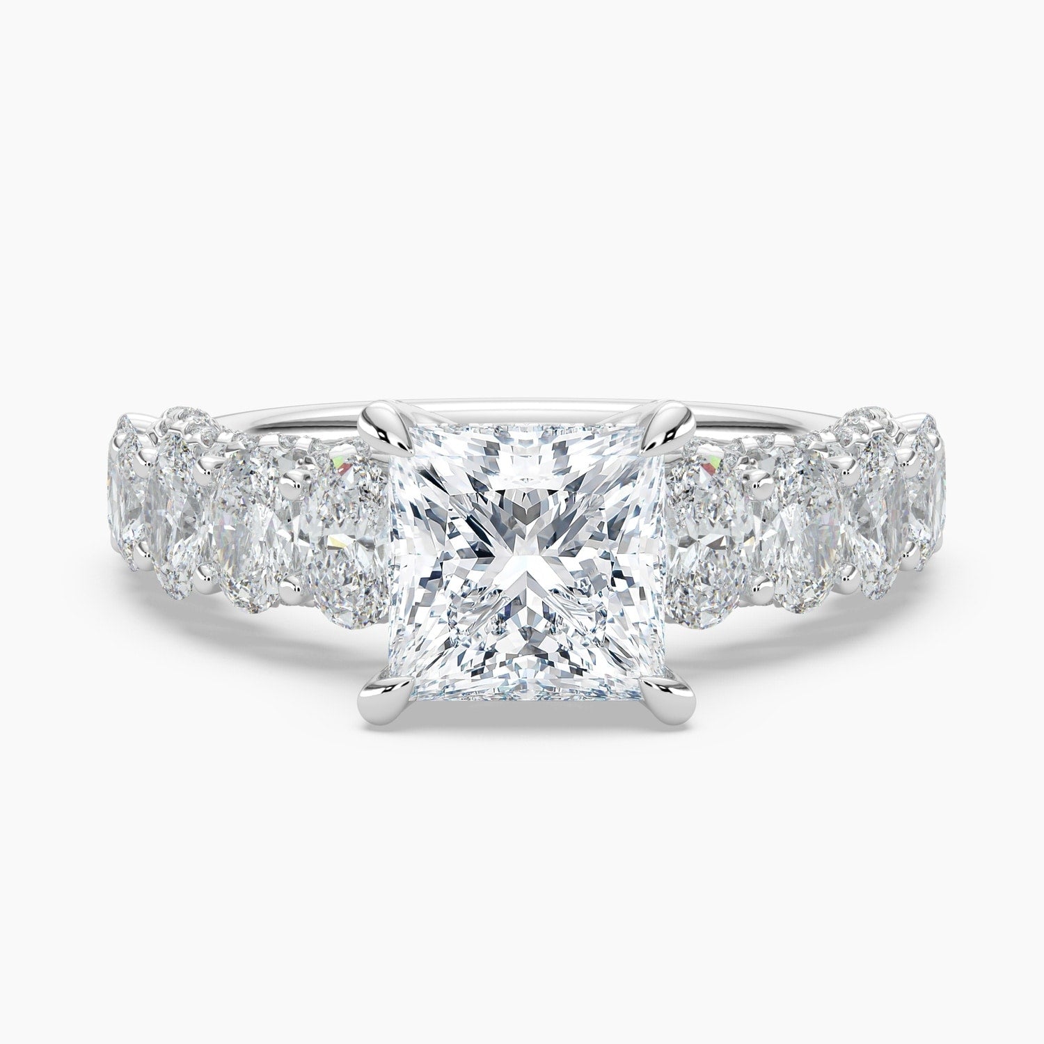 Auriya 14K Gold Lab Grown Diamond Princess Cut Luxe Graduated Oval Engagement Ring 3.05 7.05Ct. Tw. F G Vs