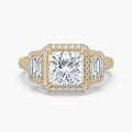 Auriya 14K Gold Lab Grown Diamond Princess Cut Luxe Three Stone Baguette Accent Engagement Ring 2.49 6.49Ct. Tw. F G Vs
