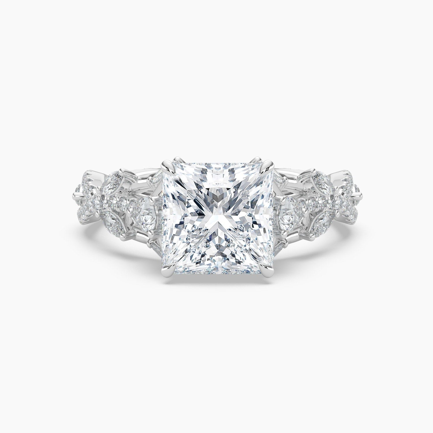 Auriya 14K Gold Lab Grown Diamond Princess Cut Luxe Twisted Vine Engagement Ring 1.61 5.61Ct. Tw. F G Vs