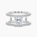 Auriya 14K Gold Lab Grown Diamond Princess Cut Open Double Band Engagement Ring 1.63 5.63Ct. Tw. F G Vs
