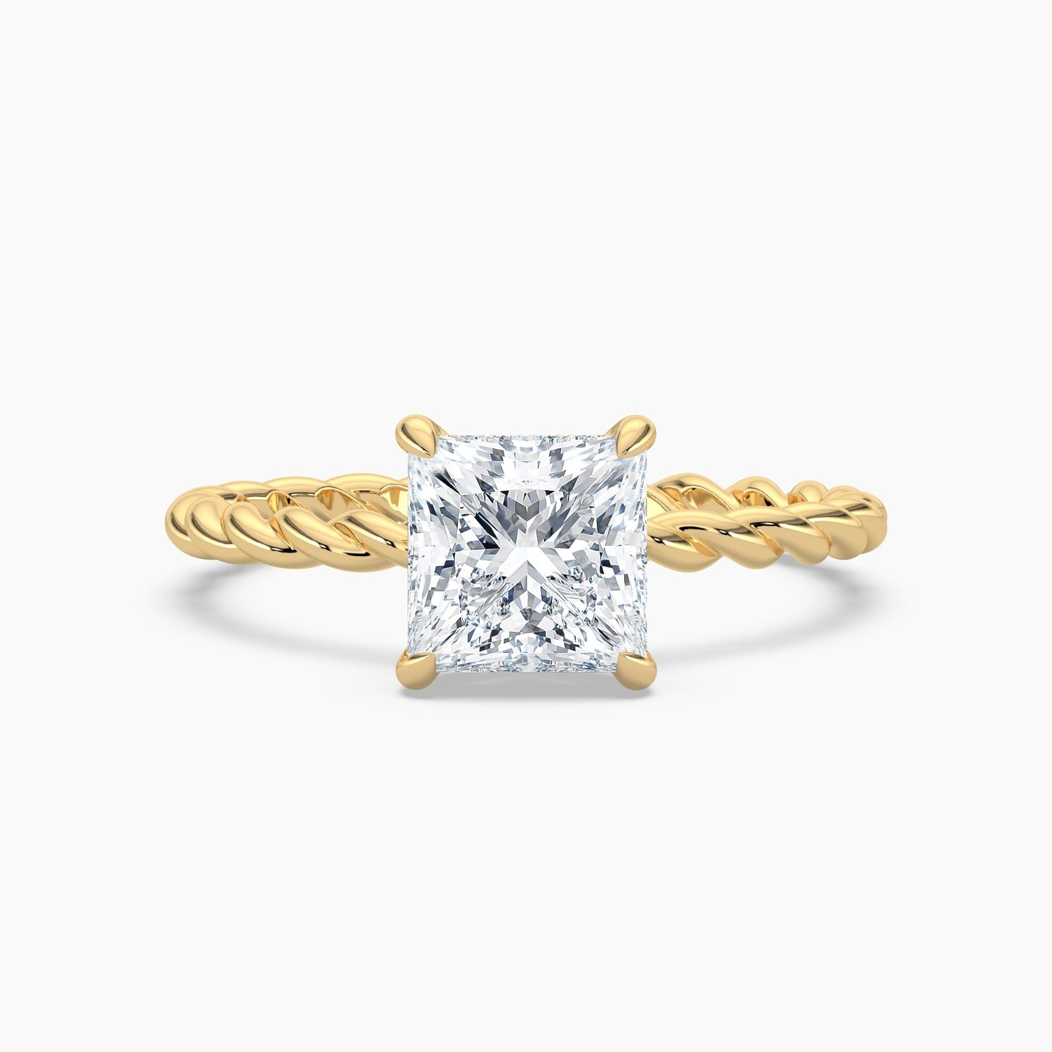Auriya 14K Gold Lab Grown Diamond Princess Cut Twisted Hidden Halo Engagement Ring 1.04 5.04Ct. Tw. F G Vs