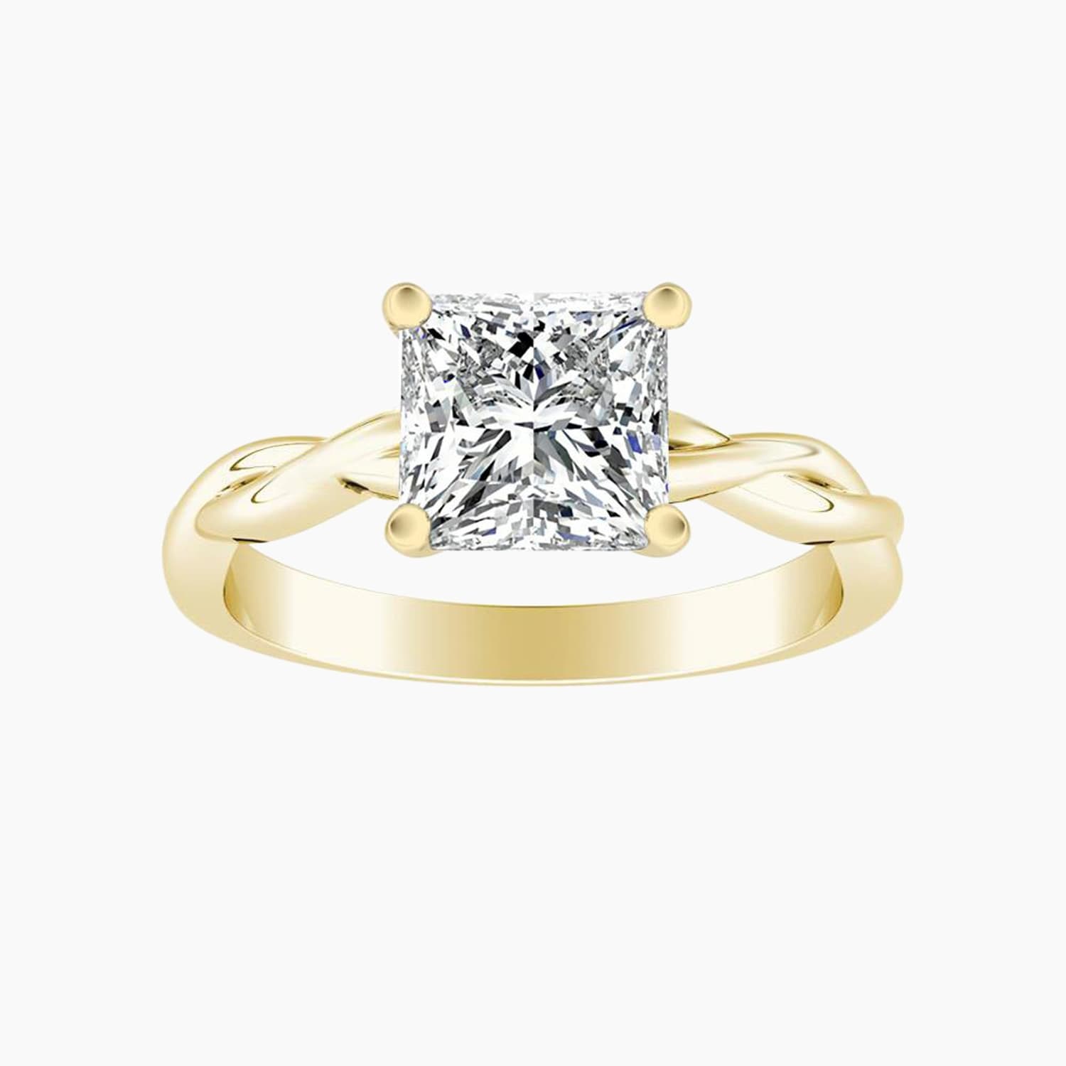 Auriya 14K Gold Lab Grown Diamond Princess Cut Twisted Solitaire Engagement Ring 1.00 5.00Ct. Tw. F G Vs