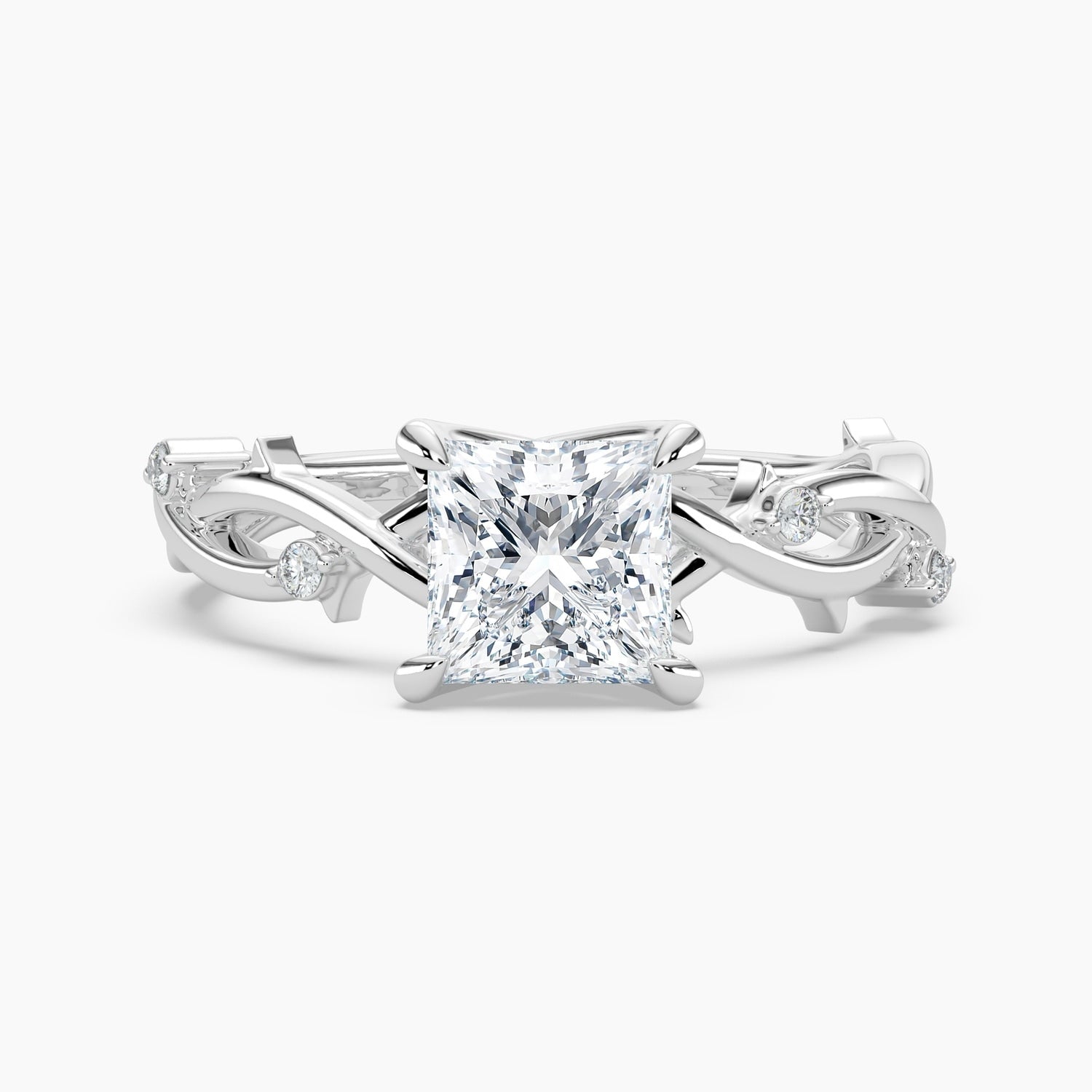Auriya 14K Gold Lab Grown Diamond Princess Cut Twisted Vine Engagement Ring 1.03 5.03Ct. Tw. F G Vs