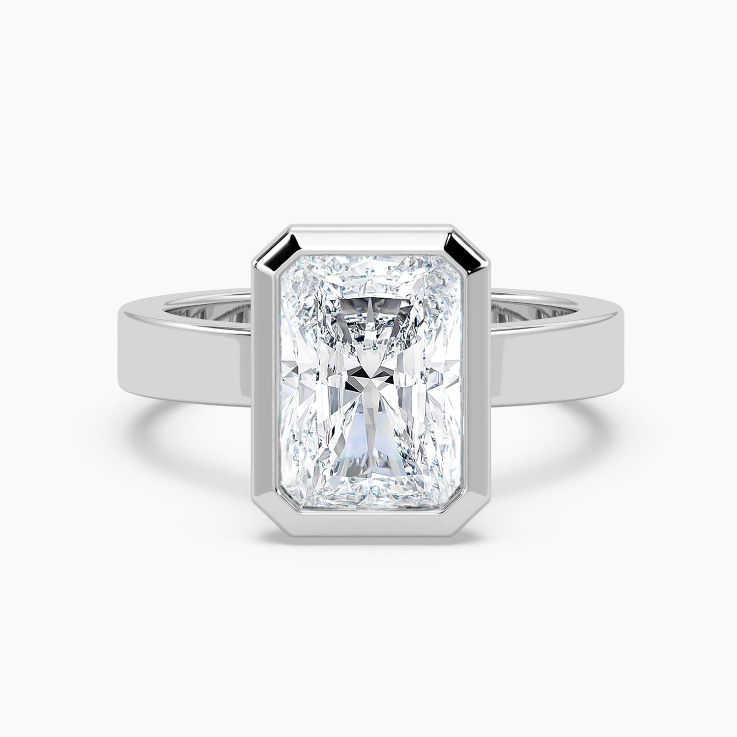 Auriya 14K Gold Lab Grown Diamond Radiant Cut Bezel Flat Band Solitaire Engagement Ring 1.00 5.00Ct. Tw. F G Vs