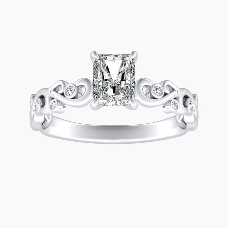 Auriya 14K Gold Lab Grown Diamond Radiant Cut Bezel Vine Engagement Ring 1.05 5.05Ct. Tw. F G Vs