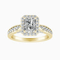 Auriya 14K Gold Lab Grown Diamond Radiant Cut Cathedral Bead Bright Halo Engagement Ring 1.52 5.52Ct. Tw. F G Vs
