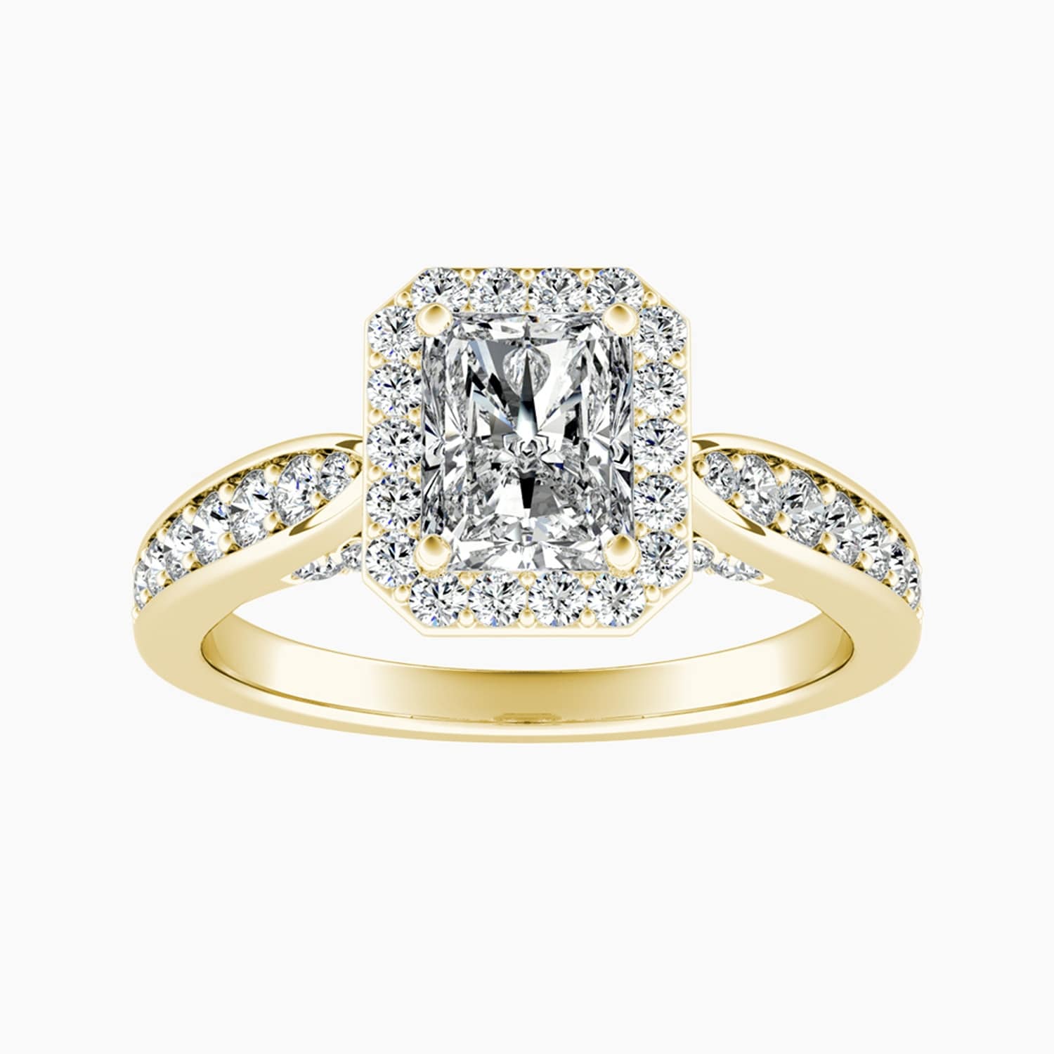 Auriya 14K Gold Lab Grown Diamond Radiant Cut Cathedral Bead Bright Halo Engagement Ring 1.52 5.52Ct. Tw. F G Vs