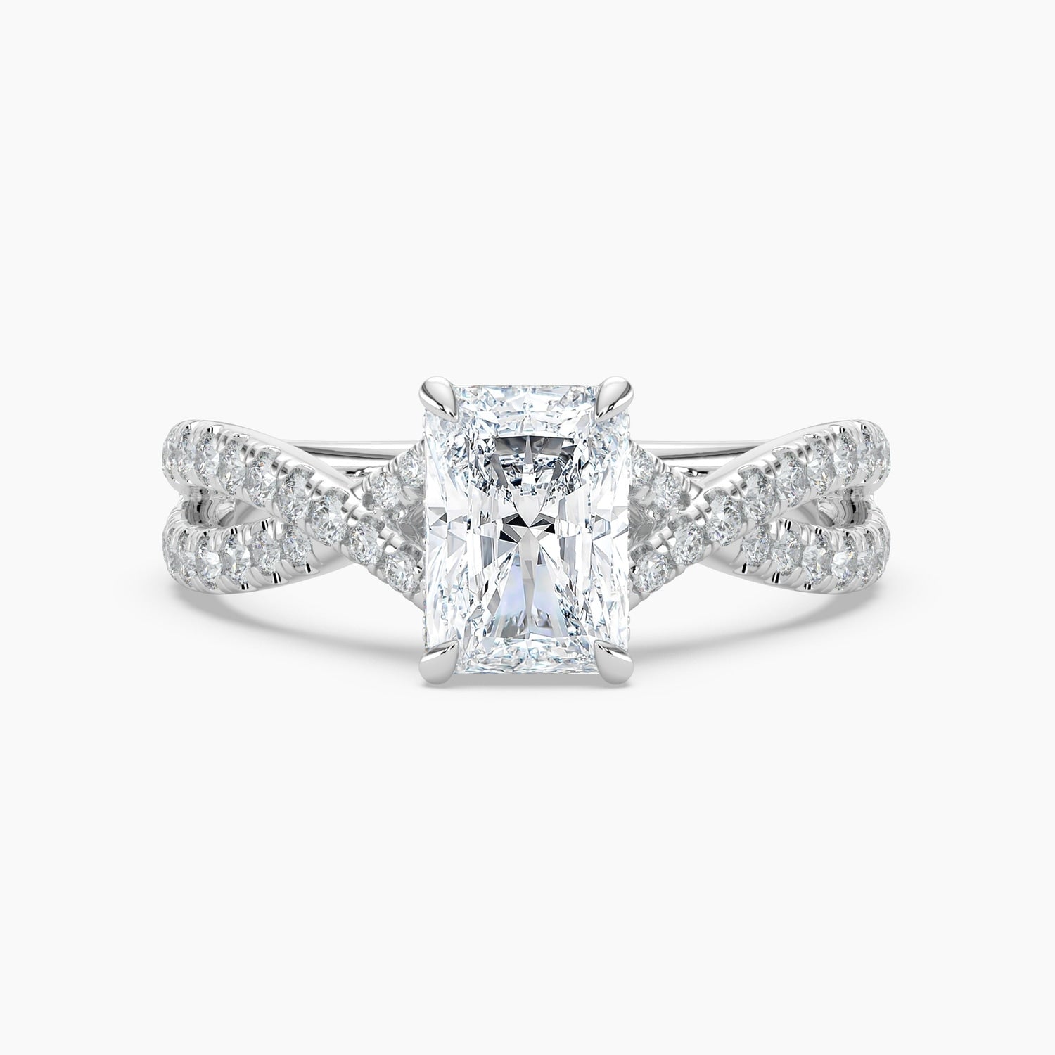 Auriya 14K Gold Lab Grown Diamond Radiant Cut Cross Over Double Hidden Halo Engagement Ring 1.56 5.56Ct. Tw. F G Vs