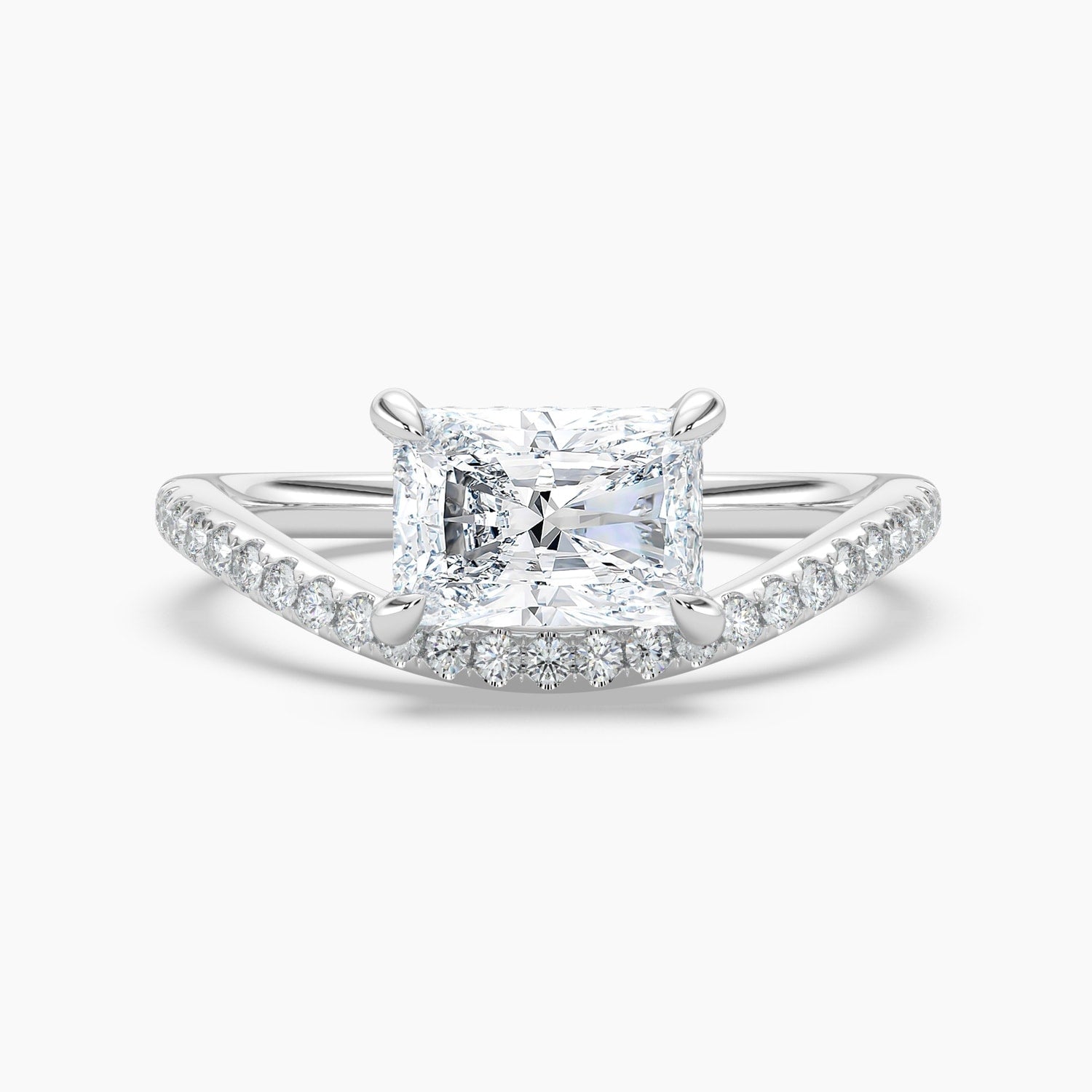 Auriya 14K Gold Lab Grown Diamond Radiant Cut Curved Band Engagement Ring 1.27 5.27Ct. Tw. F G Vs