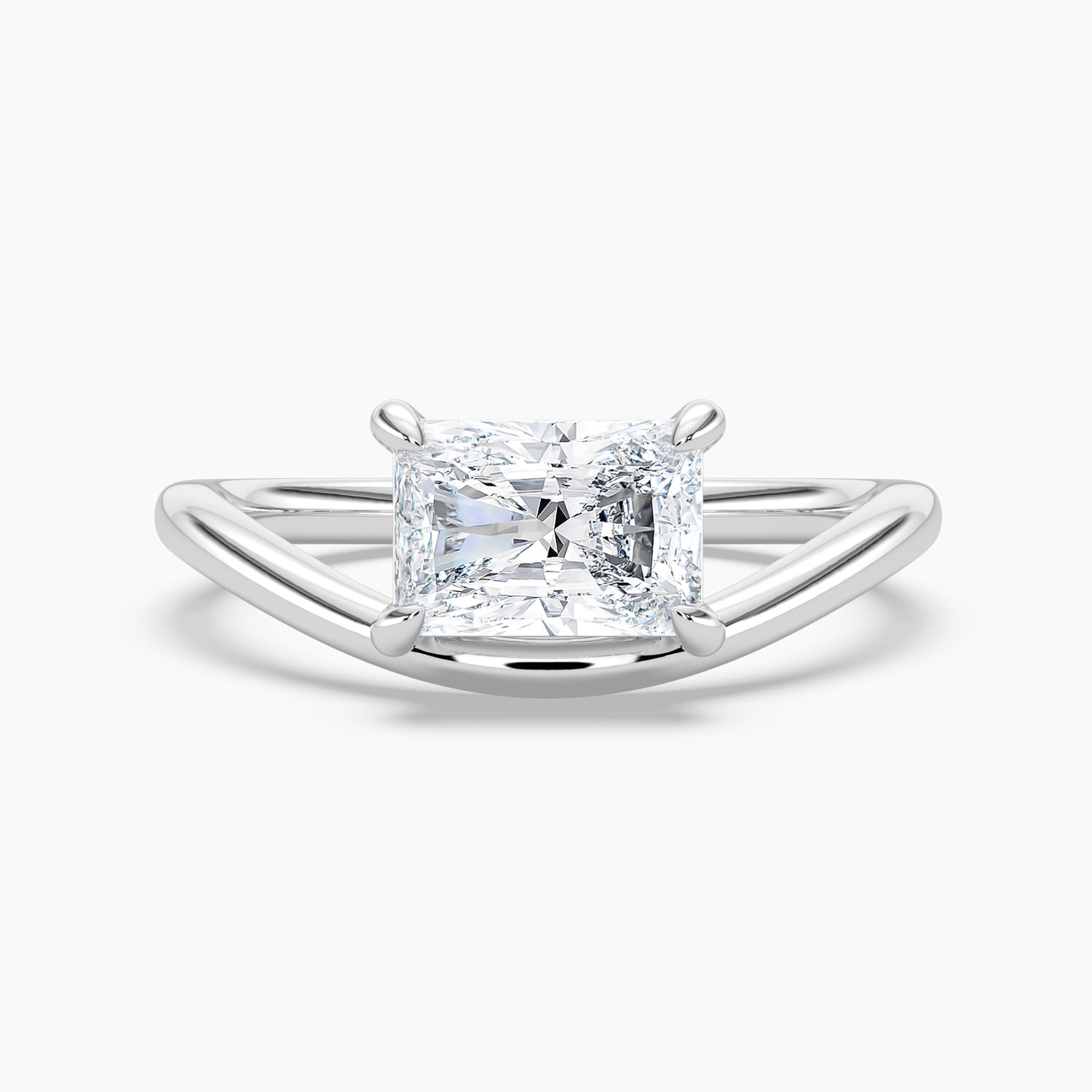 Auriya 14K Gold Lab Grown Diamond Radiant Cut Curved Solitaire Engagement Ring 1.00 5.00Ct. Tw. F G Vs