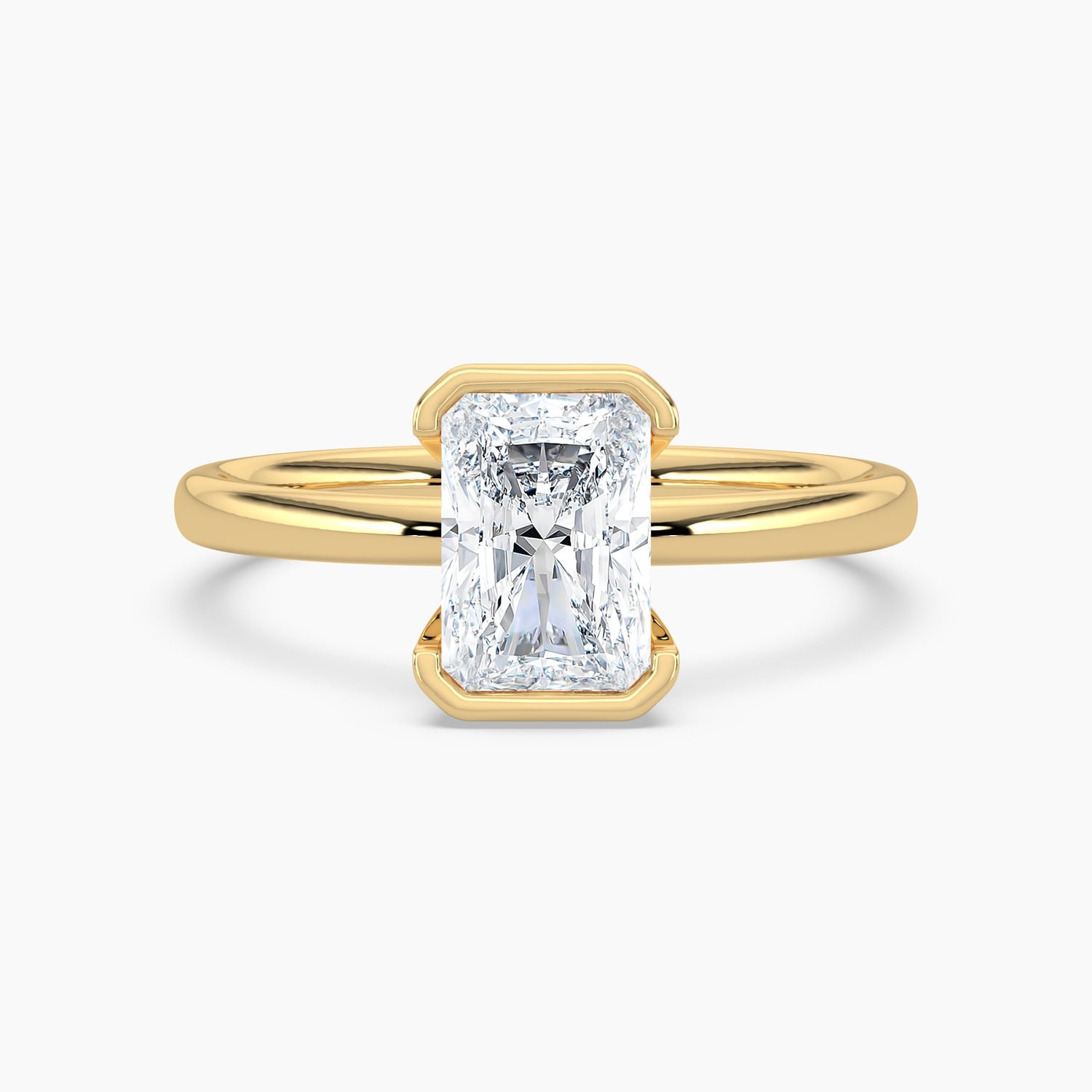 Auriya 14K Gold Lab Grown Diamond Radiant Cut Half Bezel Solitaire Engagement Ring 1.00 5.00Ct. Tw. F G Vs