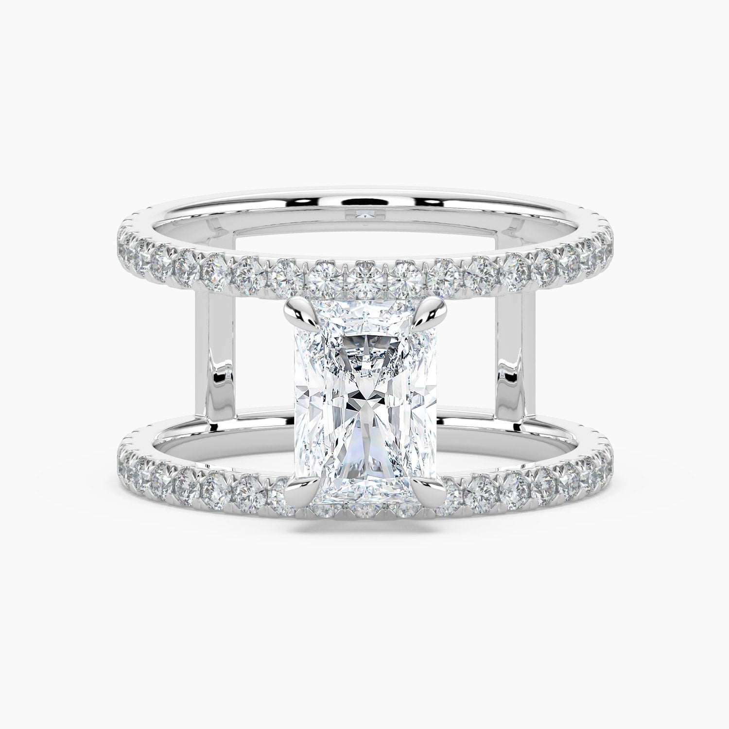 Auriya 14K Gold Lab Grown Diamond Radiant Cut Open Double Band Engagement Ring 1.63 5.63Ct. Tw. F G Vs