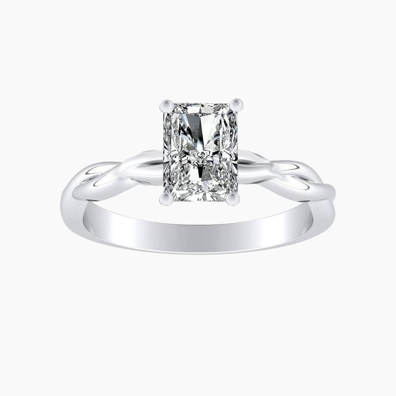 Auriya 14K Gold Lab Grown Diamond Radiant Cut Twisted Solitaire Engagement Ring 1.00 5.00Ct. Tw. F G Vs