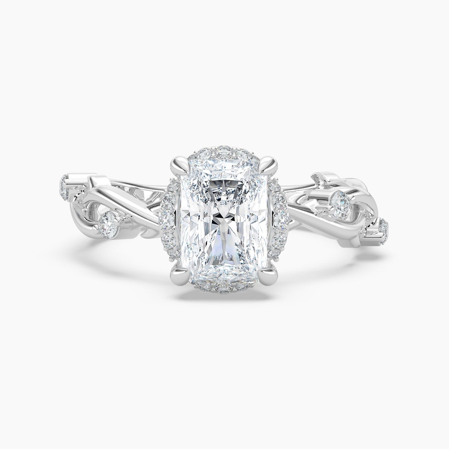 Auriya 14K Gold Lab Grown Diamond Radiant Cut Twisted Vine Loop Halo Engagement Ring 1.18 5.18Ct. Tw. F G Vs