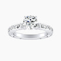 Auriya 14K Gold Lab Grown Diamond Round Bezel Multi Shape Art Deco Engraved Engagement Ring 1.32 5.32Ct. Tw. F G Vs