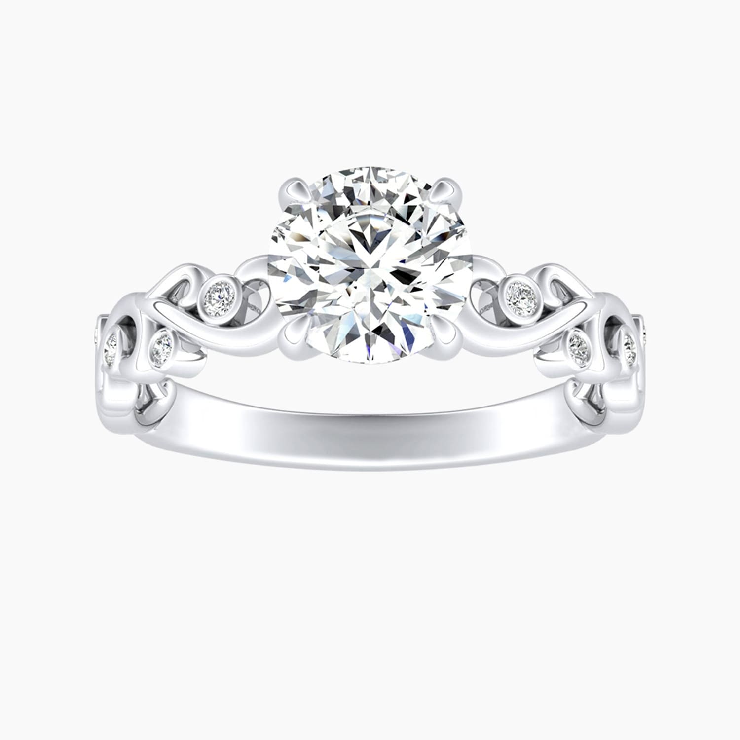 Auriya 14K Gold Lab Grown Diamond Round Bezel Vine Engagement Ring 1.05 5.05Ct. Tw. F G Vs