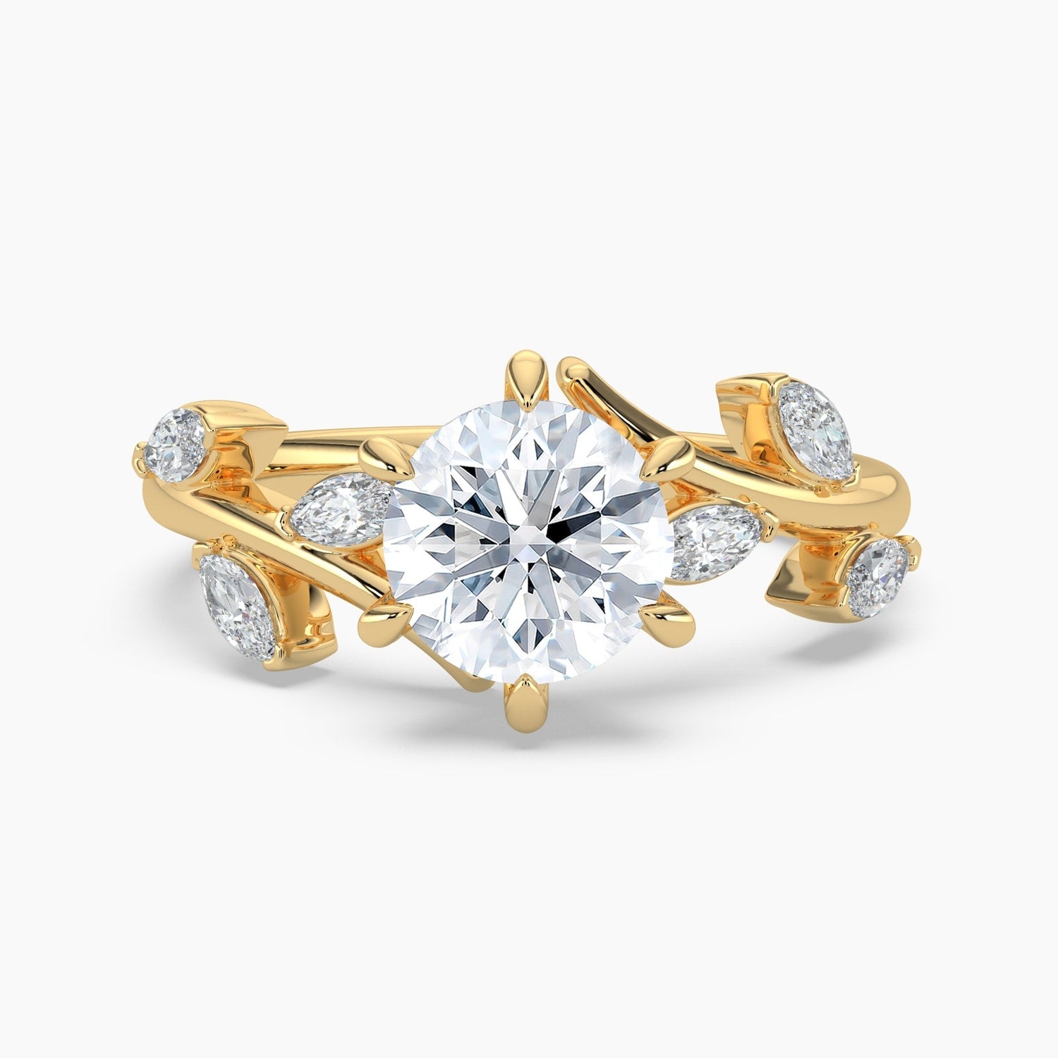 Auriya 14K Gold Lab Grown Diamond Round Bypass Vine Engagement Ring 1.37 5.37Ct. Tw. F G Vs