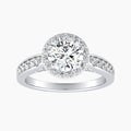 Auriya 14K Gold Lab Grown Diamond Round Cathedral Bead Bright Halo Engagement Ring 1.52 5.52Ct. Tw. F G Vs