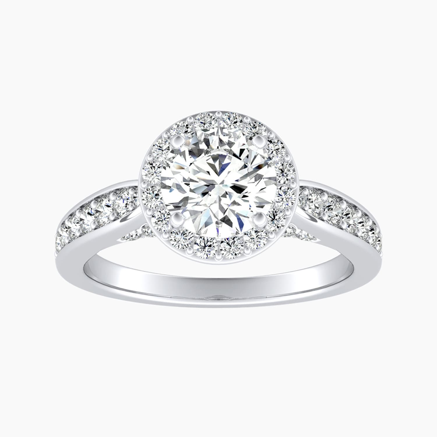 Auriya 14K Gold Lab Grown Diamond Round Cathedral Bead Bright Halo Engagement Ring 1.52 5.52Ct. Tw. F G Vs