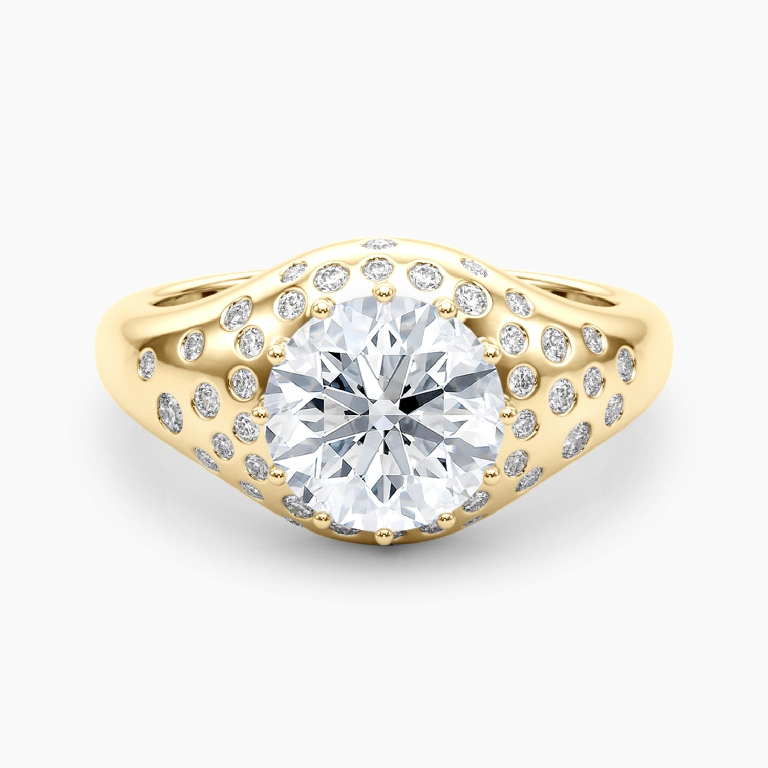 Auriya 14K Gold Lab Grown Diamond Round Celestial Dome Accent Engagement Ring 1.25 5.25Ct. Tw. F G Vs