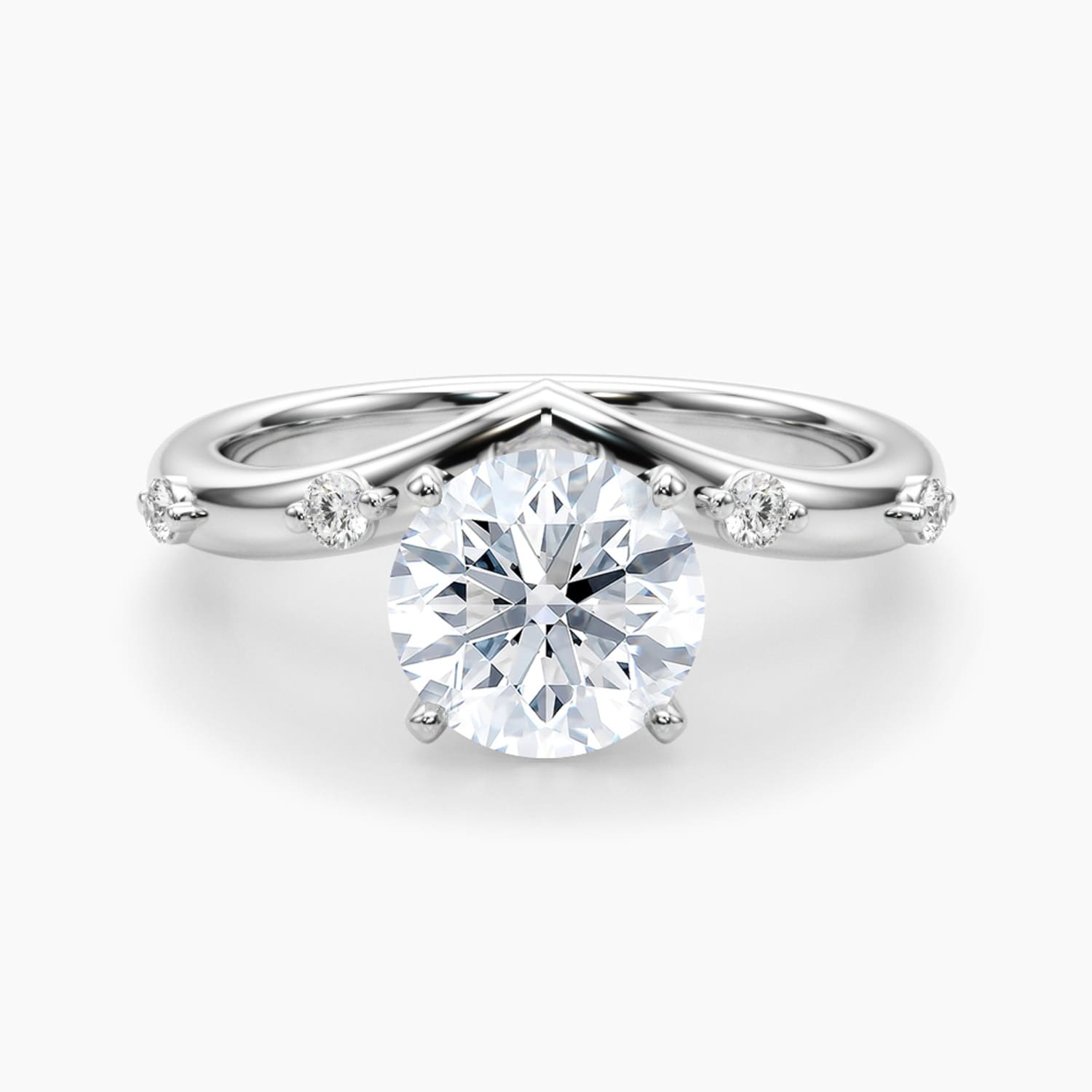 Auriya 14K Gold Lab Grown Diamond Round Chevron Radiance Diamond Accent Engagement Ring 1.10 5.10Ct. Tw. F G Vs