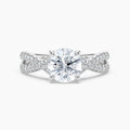 Auriya 14K Gold Lab Grown Diamond Round Cross Over Double Hidden Halo Engagement Ring 1.56 5.56Ct. Tw. F G Vs