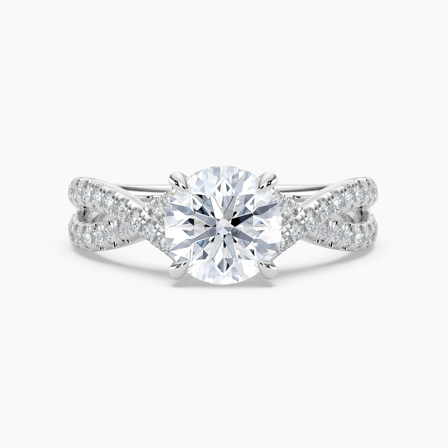 Auriya 14K Gold Lab Grown Diamond Round Cross Over Double Hidden Halo Engagement Ring 1.56 5.56Ct. Tw. F G Vs