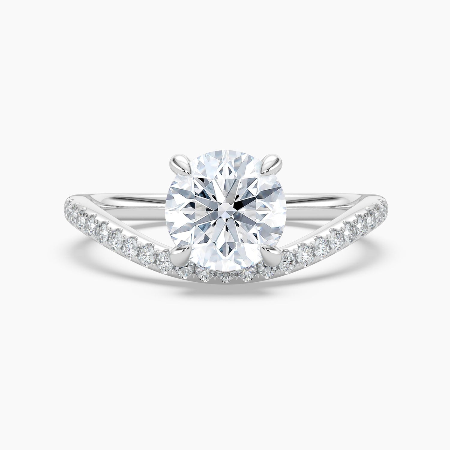 Auriya 14K Gold Lab Grown Diamond Round Curved Band Engagement Ring 1.27 5.27Ct. Tw. F G Vs