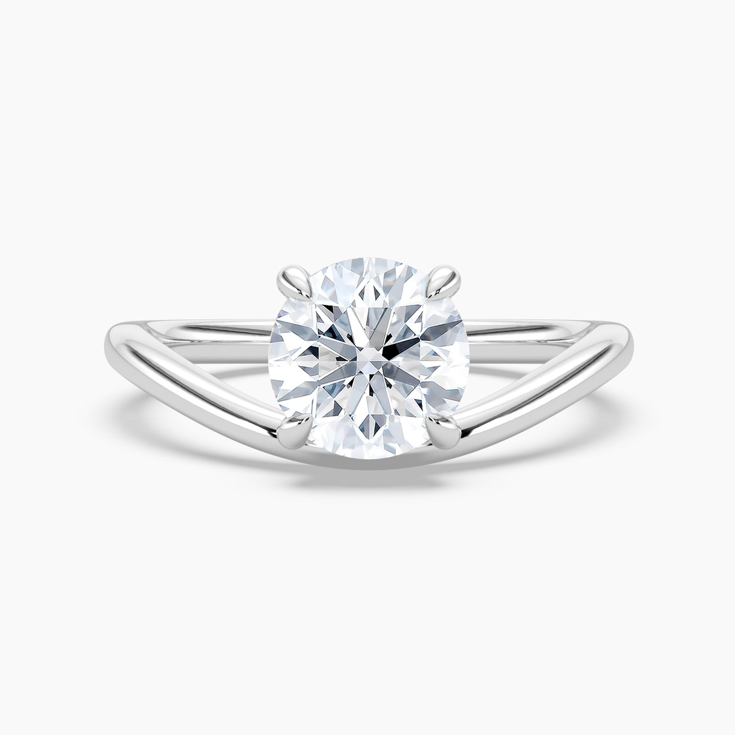 Auriya 14K Gold Lab Grown Diamond Round Curved Solitaire Engagement Ring 1.00 5.00Ct. Tw. F G Vs
