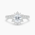 Auriya 14K Gold Lab Grown Diamond Round Diamond Sunburst Halo Engagement Ring 1.71 5.71Ct. Tw. F G Vs