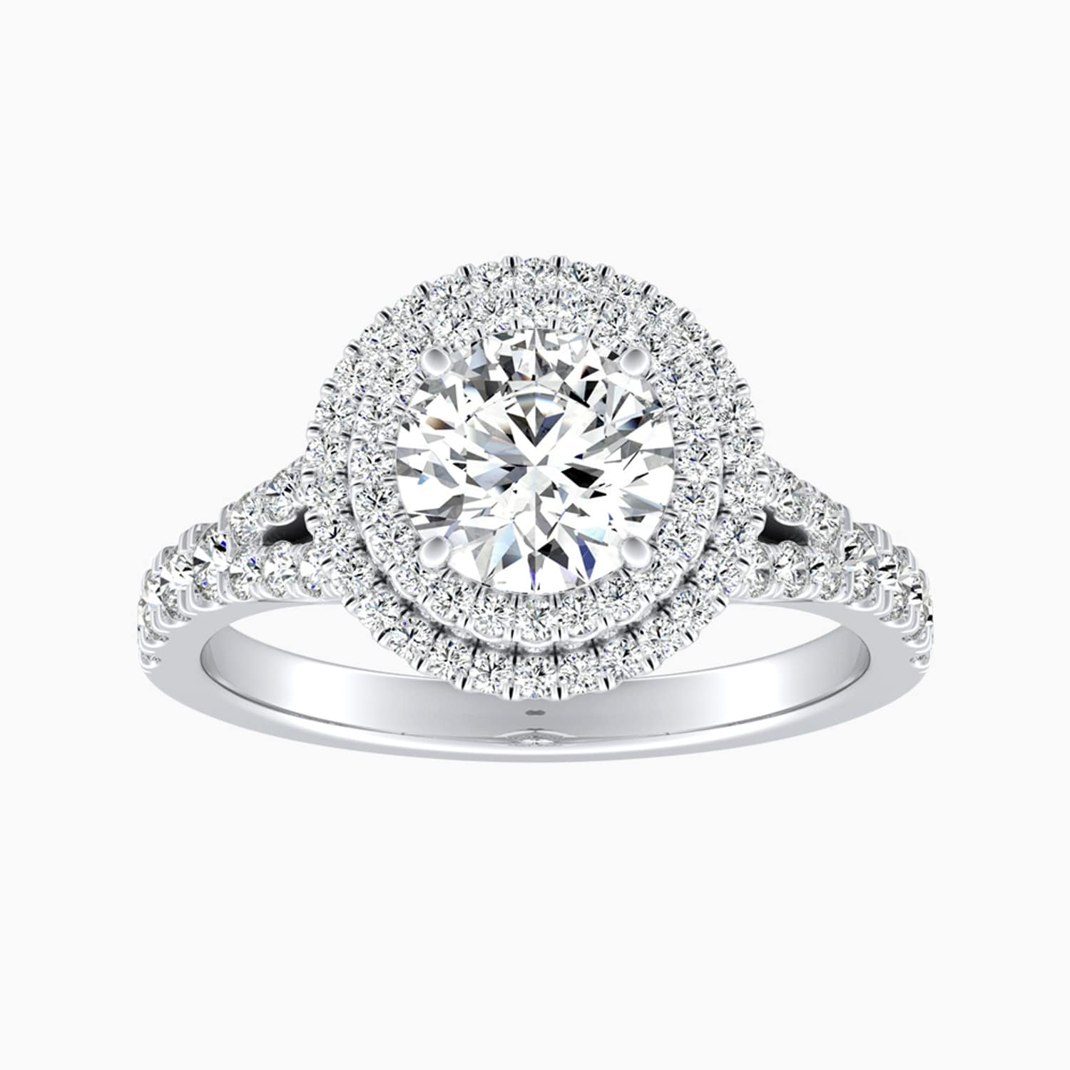 Auriya 14K Gold Lab Grown Diamond Round Double Halo Split Shank Engagement Ring 1.50 5.50Ct. Tw. F G Vs