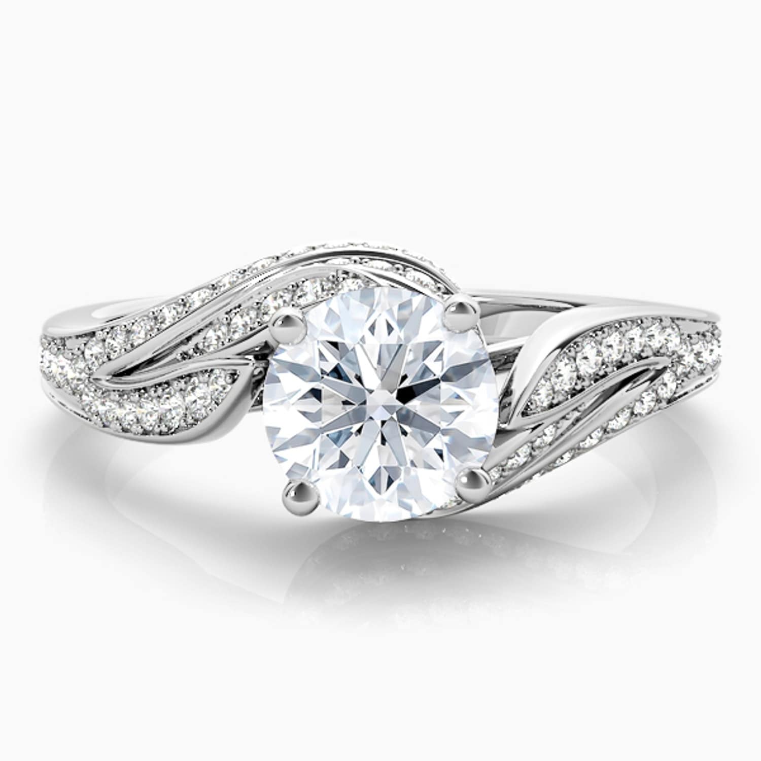 Auriya 14K Gold Lab Grown Diamond Round Feathered Bypass Accent Engagement Ring 1.37 5.37Ct. Tw. F G Vs