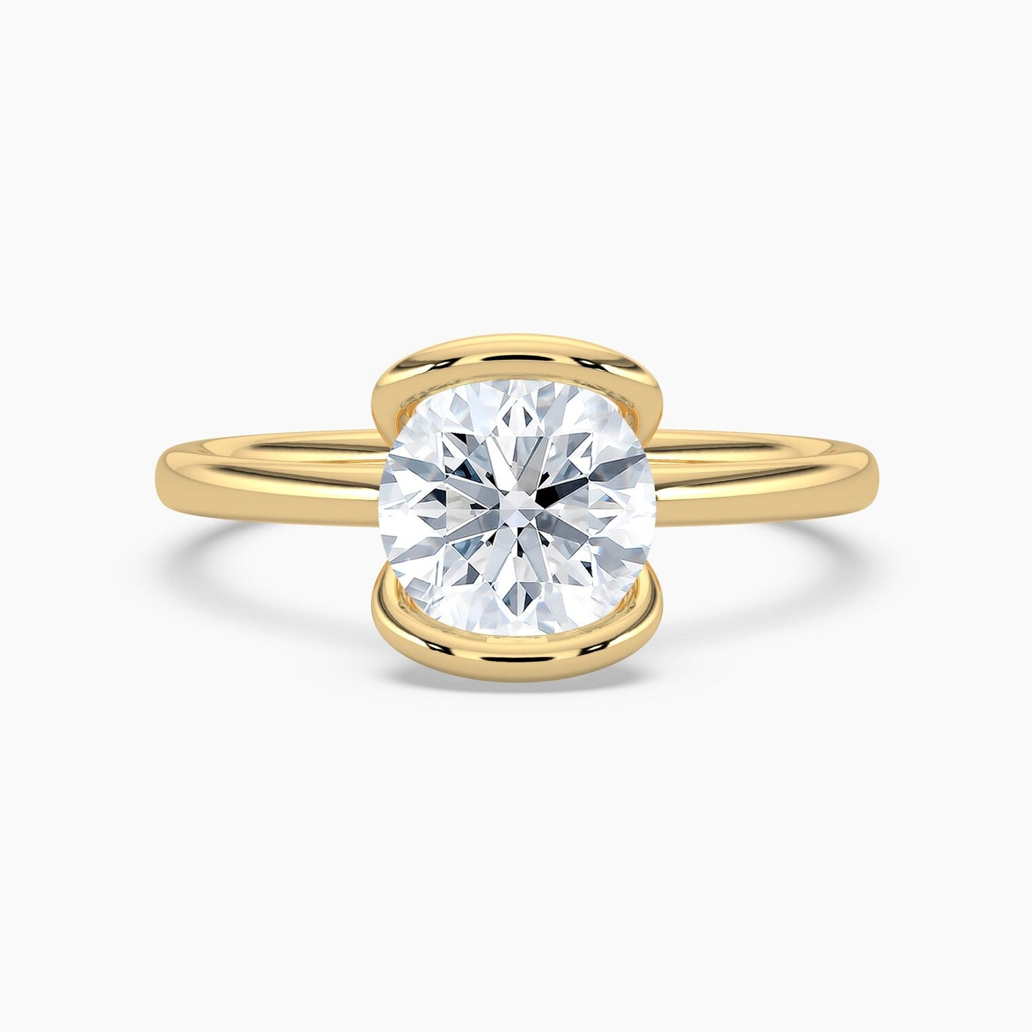 Auriya 14K Gold Lab Grown Diamond Round Large Loop Solitaire Engagement Ring 1.00 5.00Ct. Tw. F G Vs