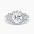 Auriya 14K Gold Lab Grown Diamond Round Luxe Three Stone Baguette Accent Engagement Ring 2.49 6.49Ct. Tw. F G Vs