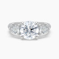 Auriya 14K Gold Lab Grown Diamond Round Luxe Three Stone Pear Accent Engagement Ring 2.85 6.85Ct. Tw. F G Vs