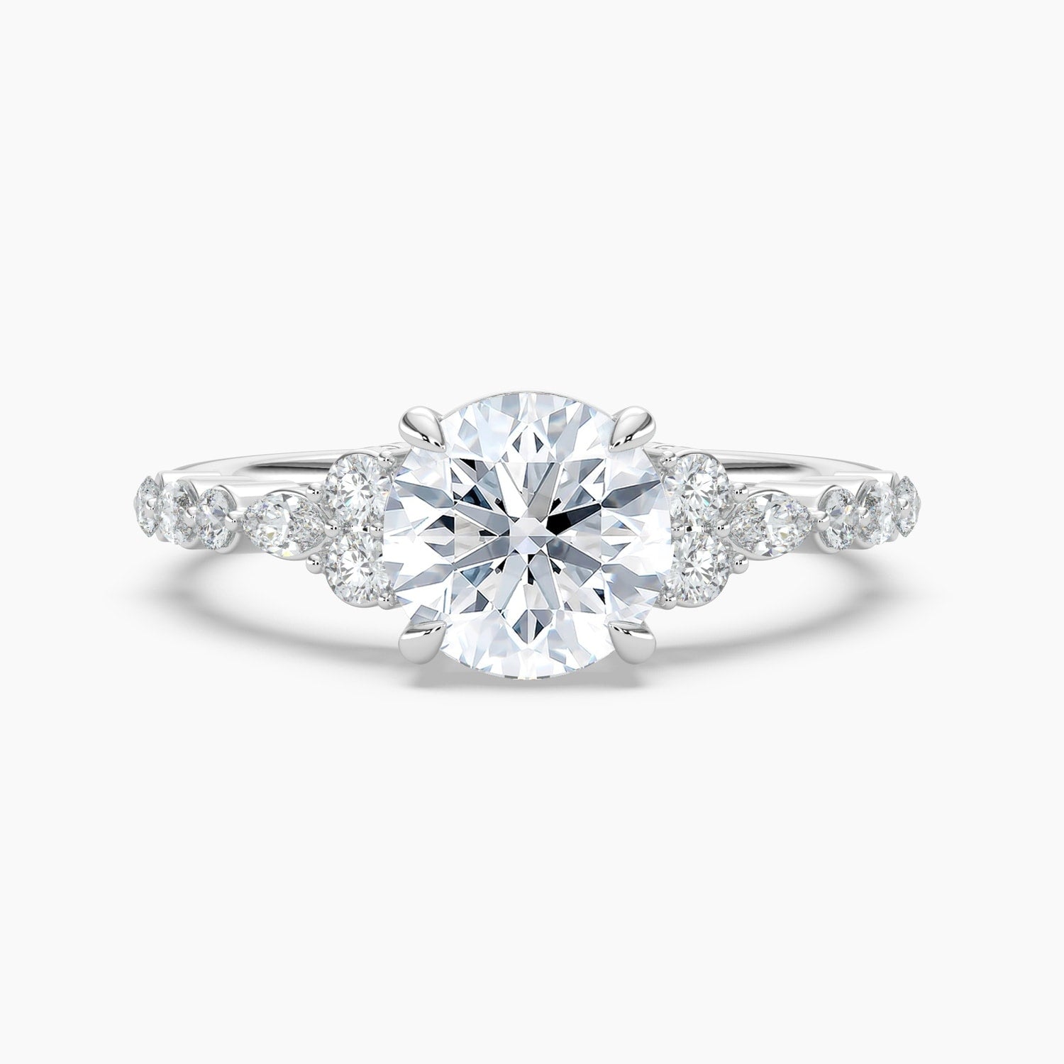 Auriya 14K Gold Lab Grown Diamond Round Marquise Round Embrace Engagement Ring 1.19 5.19Ct. Tw. F G Vs