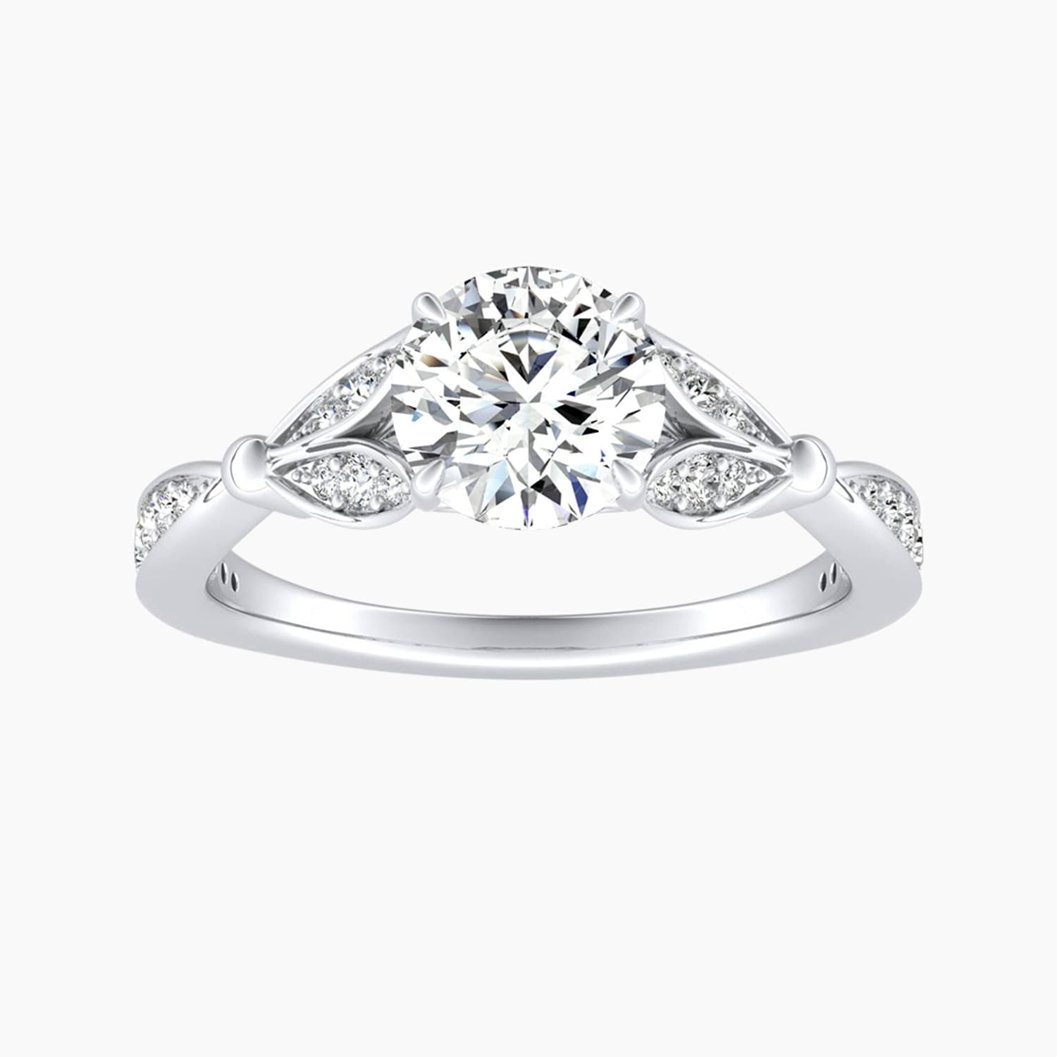 Auriya 14K Gold Lab Grown Diamond Round Nature Inspired Split Shank Engagement Ring 1.24 5.24Ct. Tw. F G Vs
