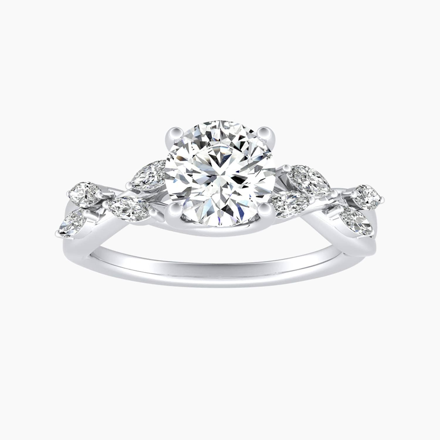 Auriya 14K Gold Lab Grown Diamond Round Nature Inspired Twisted Vine Engagement Ring 1.30 5.30Ct. Tw. F G Vs