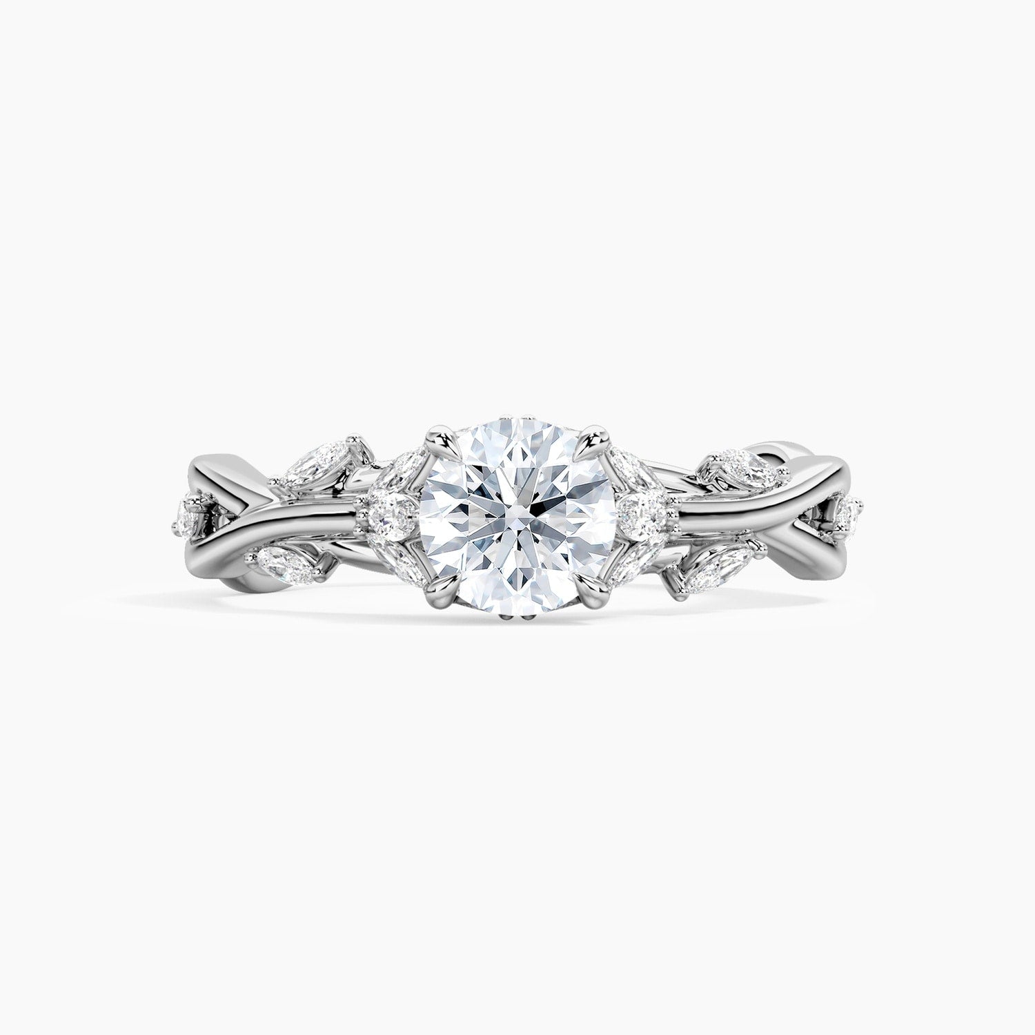 Auriya 14K Gold Lab Grown Diamond Round Nature Inspired Twisted Vine Engagement Ring 1.35 5.35Ct. Tw. F G Vs