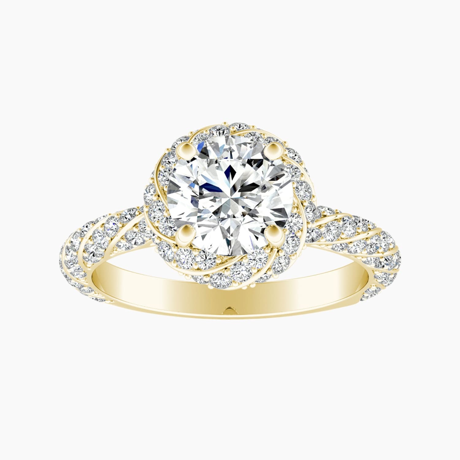 Auriya 14K Gold Lab Grown Diamond Round Pav Wrap Around Halo Engagement Ring 1.66 5.66Ct. Tw. F G Vs