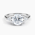 Auriya 14K Gold Lab Grown Diamond Round Petite Modern Three Stone Hidden Halo Engagement Ring 1.27 5.27Ct. Tw. F G Vs
