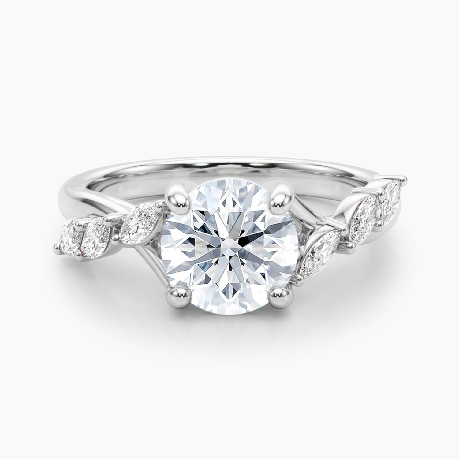 Auriya 14K Gold Lab Grown Diamond Round Radiant Arc Accent Engagement Ring 1.37 5.37Ct. Tw. F G Vs